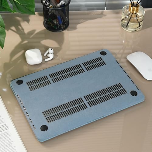 MacBook Air M1 Kılıf A2337 Uyumlu 13 İnç Kumaş Kaplama Sert Koruyucu Kapak A2179 A1932 Hard Case Açık Mavi - Görsel 3