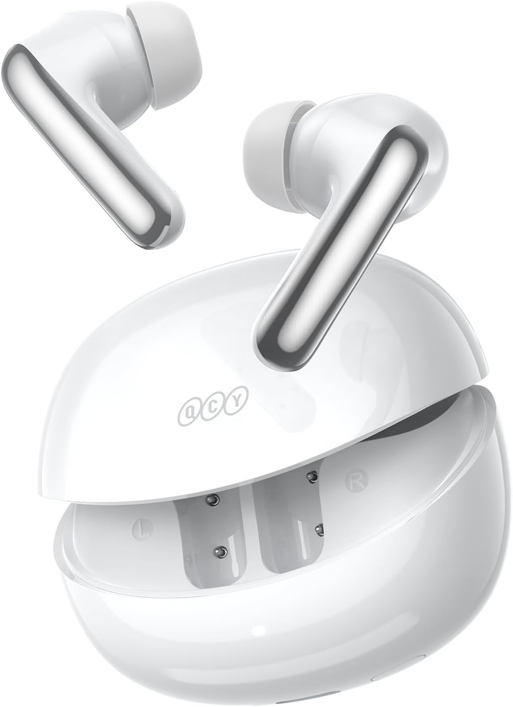 QCY MeloBuds N60 Aktif Gürültü Önleyici Kablosuz Kulaklıklar, 6-Mic Kablosuz LDAC Yüksek Çözünürlüklü 56dB ANC Kulak Tomurcukları, Çift Sürücü, Hızlı Şarj 45H Çalma Süresi, Uyarlanabilir EQ, IPX5 Su