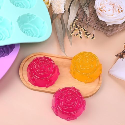 Silikon Kalıplar, 4 Parça Çiçek Desenli Premium Kalıp Seti, Yüksek Kaliteli Esnek Silikon, Pasta, Dondurma, Şekerleme ve Mum Yapımı İçin İdeal Kolay Çıkarılabilir ve Bulaşık Makinesi Güvenli - Görsel 3