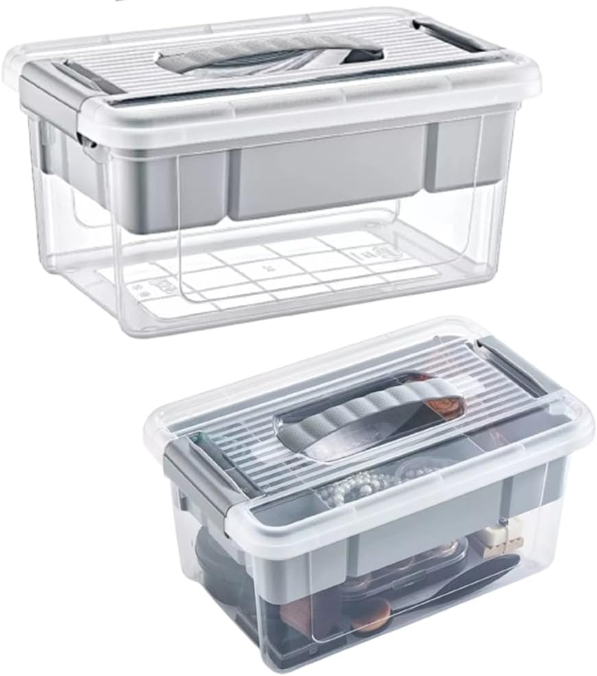 Alternative view of Büyük Boy Bölmeli Organizer Kutu 9 Litre - Şeffaf Tasarım Saklama Kabı - Ev Araba Saklama Kutusu - Ev Banyo Düzenleyici, Dolap Düzenleyici, Saklama, Kutu, Organizer