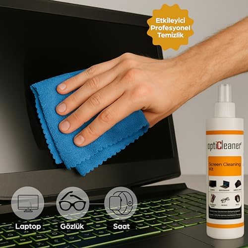 LCD Ekran Temizleme Seti – 250 ml Sprey + Özel Mikrofiber Bez | Bilgisayar, Laptop, Tablet, TV, Telefon, Yazıcı, Kamera & Gözlük İçin Antistatik, Çizmez ve Parlatıcı - Görsel 3