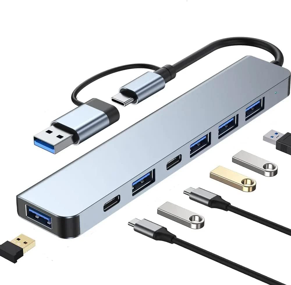 Alternative view of Alüminyum Usb Hub 7 in 1 USB/Type-c To USB A, USB C, USB 2.0/3.0 Çevirici Adaptör Çok Portlu Tak Çalıştır Usb Çevirici
