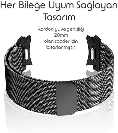 One Click 20mm Metal Hasır Kordon ile Uyumlu Galaxy Watch FE/7/6/5/4 Serisi İçin Manyetik Tasarım Kayış (40mm/44mm) Watch 6/4 Classic (47/43/42mm) ve Watch 5 Pro 45mm Uyumlu - Görsel 3