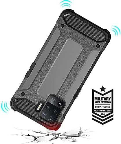 Oppo Reno 5 Lite ile uyumlu Çİft Katman Koruyucu Crash Military Tank Kılıf - Kırmızı - Görsel 3