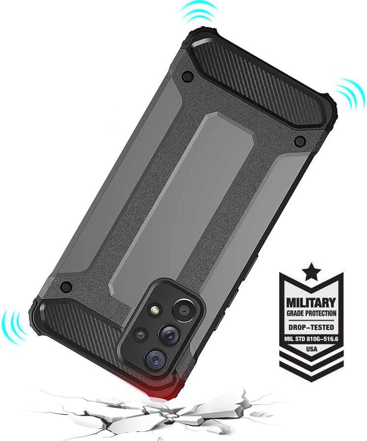 Galaxy A53 5G ile uyumlu Çİft Katman Koruyucu Crash Military Tank Kılıf - Siyah - Görsel 2