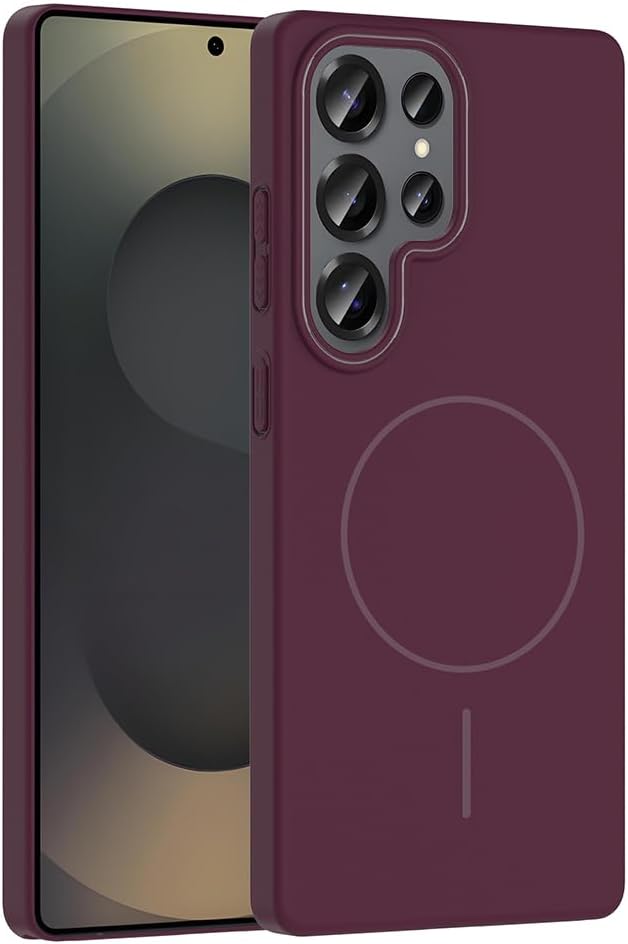 Spia Galaxy S25 Ultra ile Uyumlu Kılıf Mürdüm Yuby Kablosuz Şarj Özellikli Sert Kapak ( Galaxy S25 Ultra ile Uyumlu, Mürdüm)