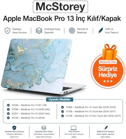 MacBook Pro 13 Mermer Desenli Kılıf A1706 A1708 A1989 A2159 A2251 A2289 A2338 M1 M2 Uyumlu TPU Sert Kılıf İnce Hafif Koruyucu Kapak R-38 - Görsel 3