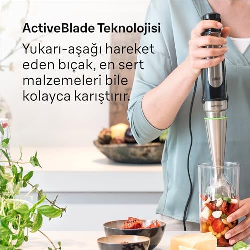 Alternative view of Braun MultiQuick 7 MQ 7075X el blenderi, ActiveBlade teknolojisine sahip çıkarılabilir paslanmaz çelik  ayağına sahip el blenderi, 3 parçalı aksesuar seti dahil, 1000 watt, siyah