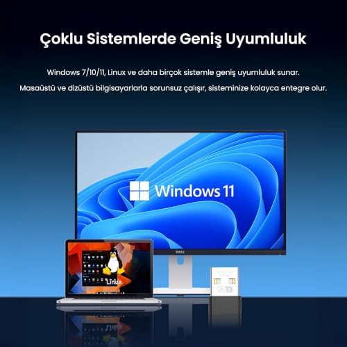 300Mbps Wifi 6 Çift Bant Kablosuz Alıcı Verici Nano USB Adaptör - Görsel 3