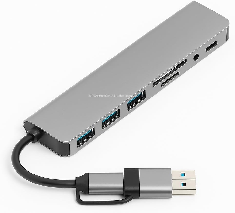 Busstier 8 in 1 USB C Hub Çoklu Adaptör USB 3.0 ve USB 2.0 Hub TF SD Kart Okuyucu 3.5mm Ses Çıkışı Power Delivery Destekli MacBook Pro Laptop Tablet Uyumlu - Görsel 3