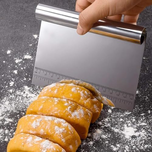 Jouis Hamur Kesici Çelik,Metal Hamur Sıyrıcı,Pasta Sıyırma Aparatı,Hamur Dilimleyici,Pasta Ve Pastacılık İçin Çelik Şekillendirici Ve Hamur Porsiyonlayıcı - Görsel 2