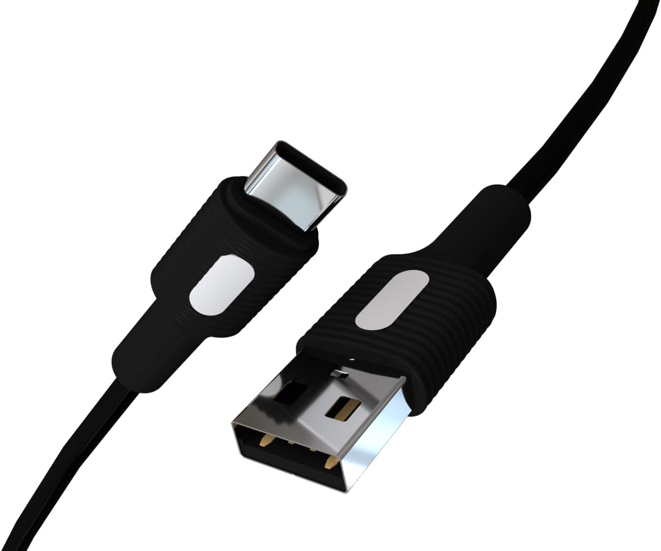 USB A-C Hızlı Şarj Kablosu, Siyah Kablo, Beyaz/Siyah Uçlar (150 CM) - Görsel 3