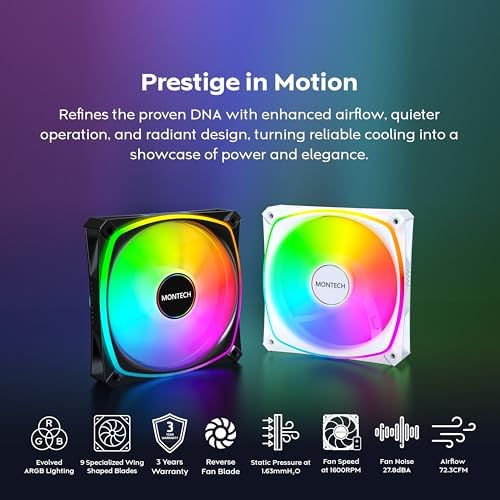 RX120 PRO ARGB PWM 120mm Fan 3'lü Paket, Üst Düzey, Ters Bıçak, 360° ARGB Aydınlatma, Tüfek Yataklı, Sessiz Düşük Gürültülü, 600–1600 RPM, Fan Göbeği Dahil, REVERSE Fan, Siyah Renk - Görsel 3