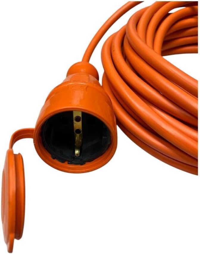 Seyyar Uzatma Kablosu - 3x1.5mm² Kalın Kablo Kesiti, IP44 Su ve Toz Korumalı Bylion Dış Mekan Uzatma Kablosu, Yüksek Görünürlüklü Turuncu (10m / 20m Seçenekli) (20 Metre)