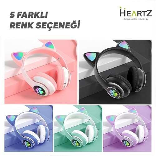 H10 CAT KEDİLİ LED IŞIKLI KAFAÜSTÜ BLUETOOTH KULAKLIK (TOZ PEMBE)