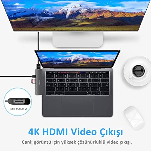 Alternative view of MacBook USB-C Hub ve Çoklayıcı 7-in-1 | 4K HDMI, USB 3.0, SD/microSD | M1 ve M2 Uyumlu Gri