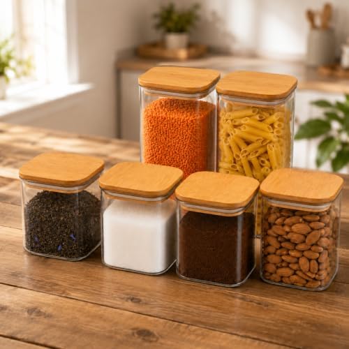 Vakumlu 3lü Bambu Saklama Kabı Seti, 2800 Mililitre, Mika Plastik, Sert Dayanıklı, Hava İle Temas Etmez Sızdırmaz Kapak, Ahşap Kapaklı, 700ml x2 ve 1400ml - Görsel 3