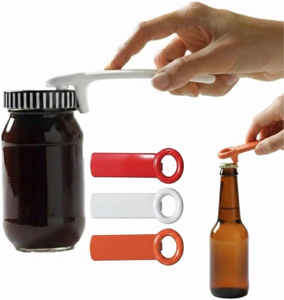 Alternative view of 3 Adet Kavanoz Açacağı - 2’si 1 Arada Çok Fonksiyonlu Pratik Kavanoz ve Şişe Açacağı - Vakum Giderici Kolay Kapak Açıcı - Ergonomik Mutfak Yardımcısı 2 Kırmızı 1 Beyaz