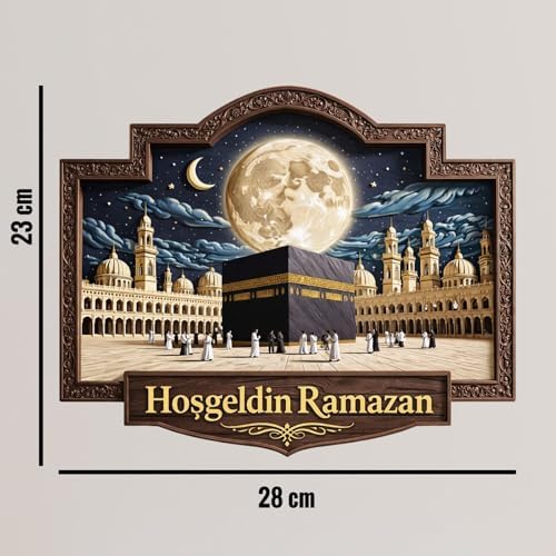 Alternative view of 28-23 cm Hoş geldin Ramazan Dekorlu Ahşap Kapı Süsü, Ramazan Süsleri, Ramazan Tavan Süsü