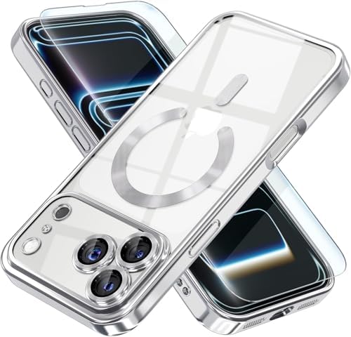 Alternative view of Manyetik iPhone 17 Pro Max Kılıfı MagSafe ile Uyumlu Kablosuz ŞarJ Destekli Tam Kamera Lens Koruyucu Kaplama Yumuşak Şeffaf Telefon Kılıfı, (iphone 17 pro max silver)