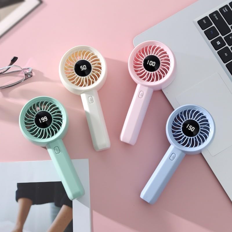 Mini,Taşınabilir,Şarjlı, Led Göstergeli El Fanı Pembe ZB162P