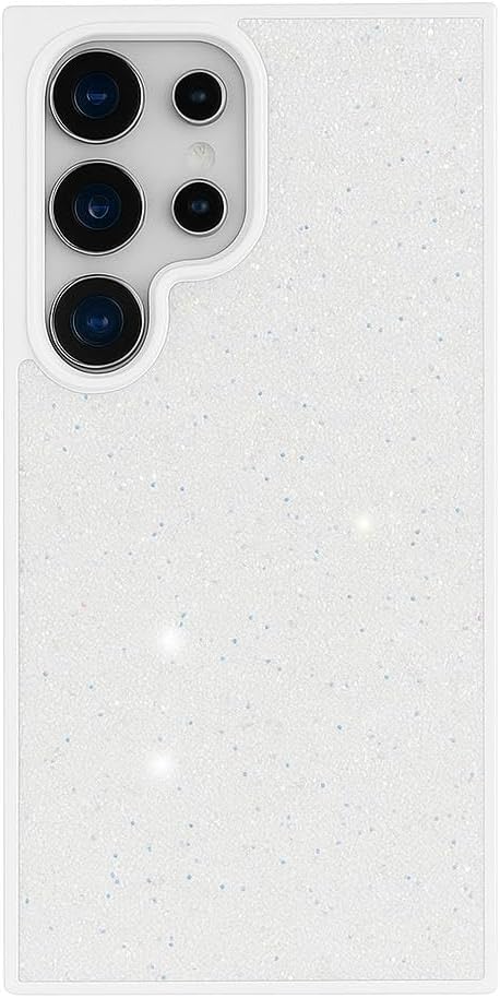 S24 Ultra ve S25 Ultra Uyumlu Kılıf Taşlı Star Glitter Silikon Kılıf (Beyaz)