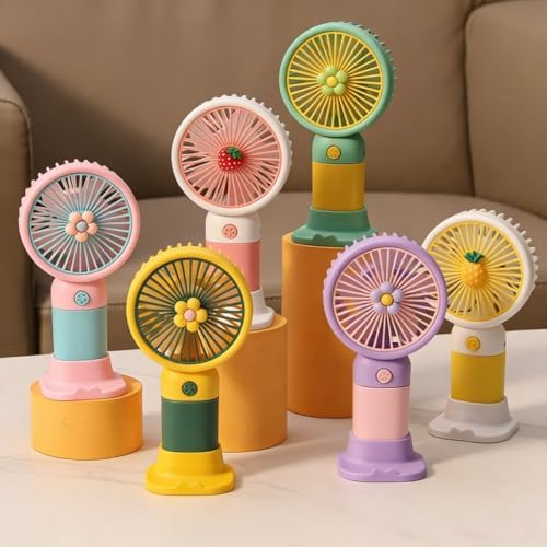 Çiçek Tasarımlı Taşınabilir,Şarjlı,Mini El Fanı Turkuaz/Sarı DD5017ATS