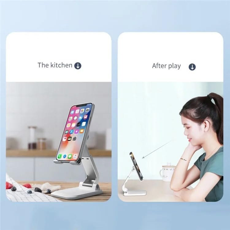 Alternative view of Katlanabilir Stant Business Model ABS + Silikon Materyal Tablet Akıllı Telefon Standı Masaüstü Stand Katlanabilir Cep Telefonu Telefon Tutucu Q7-L (Siyah)
