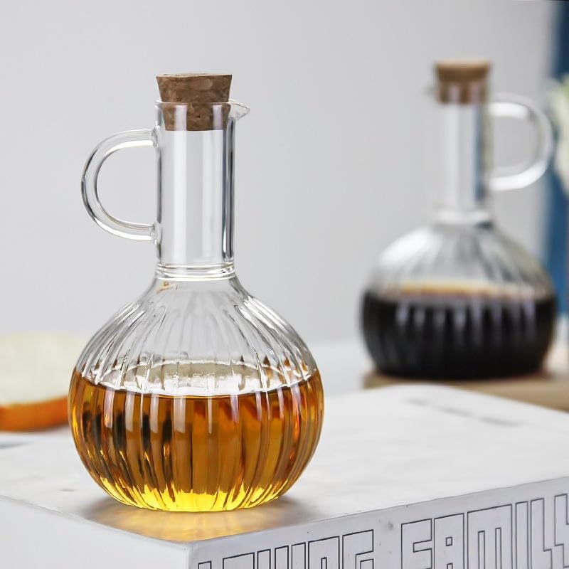 Alternative view of 2'li Bambu Stand ile Cam Yağdanlık ve Sirkelik Seti, Yemek Masası ve Sofralarınız İçin Bambu Standlı Şık Masa Üstü Yağ ve Sirke Şişeleri