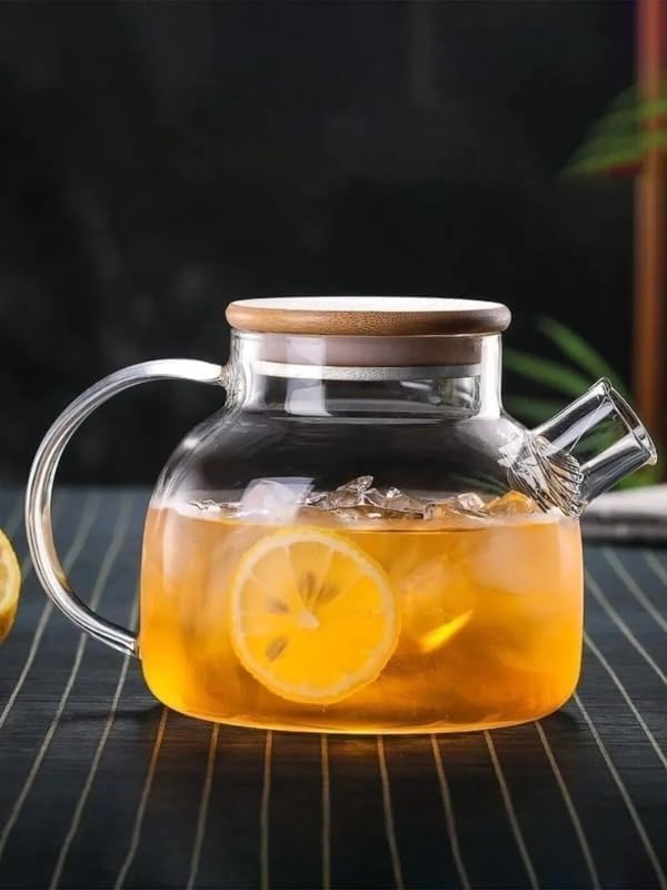 Vakumlu Bambu Kapaklı Isıya Dayanıklı Borosilikat Cam Demlik, Süzgeçli (1000 ML) | Teapot. Vakumlu Bambu Kapaklı Borosilikat Cam Demlik – Süzgeçli ve Isıya Dayanıklı Teapot (1000 ML)