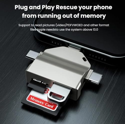 Usb Otg Kart Okuyucu Micro USB Type-C ve Lightning Uçlu Telefon PC Bilgisayar ve Notebook Uyumlu Mikro SD Kart Okuyucu ZR591 - Görsel 3