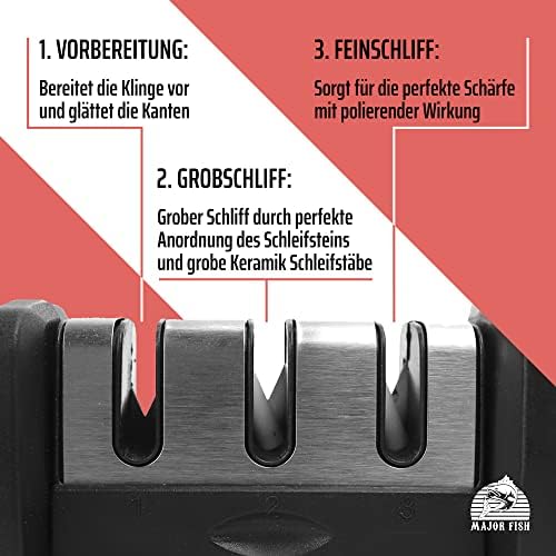 Manuel bıçak bileyici, mutfak bıçağı, 3 kademeli bileyici, kaba bileme ve ince bileme için, tungsten ve seramik - Görsel 3