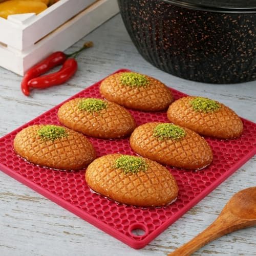 Kare Silikon Nihale/Kalbur Altlığı – Isıya Dayanıklı, Kaymaz, Çok Amaçlı Mutfak ve Tezgâh Koruyucu, Karışık Renk