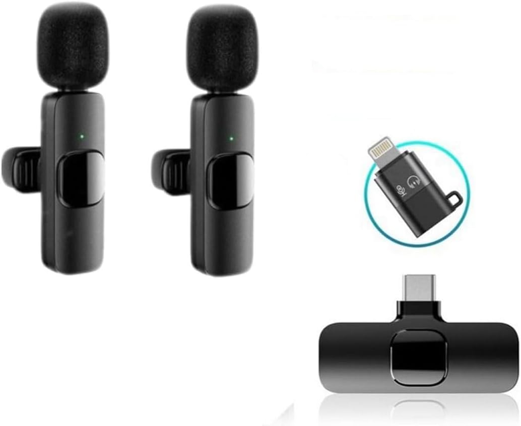 K9-D2 TYPE-C Lightning Dönüştürücülü Wireless Kablosuz Çiftli Yaka Mikrofonu