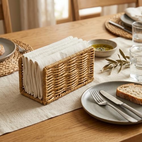 Alternative view of Hasır Örgü Peçetelik, Doğal Renk, Rattan, 14x5x8 cm, Rustik Stil, Yemek Masası için