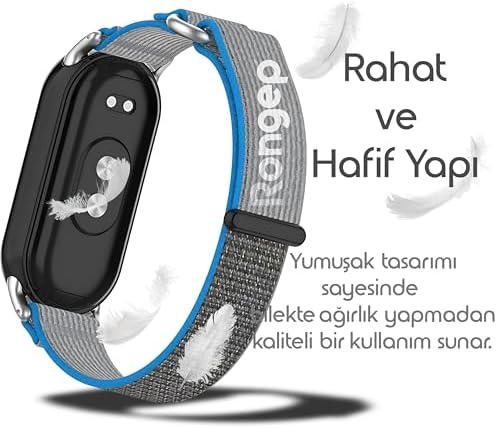 Xiaomi ile Uyumlu Mi Band 10/9/8 için Hook Loop Kumaş Kordon Terletmeyen Nefes Alan Hafif Yapılı Cildi Tahriş Etmeyen Cırt Cırt Tasarımlı Yumuşak ve Rahat Mi Band 10 Kordonu