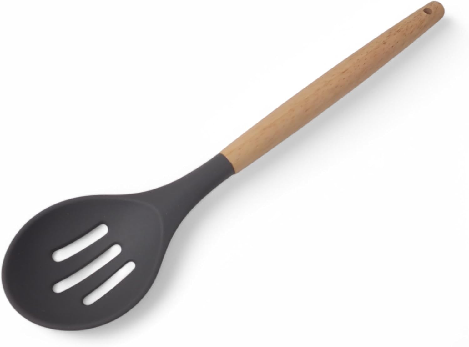 Alternative view of Bambu Saplı Silikon Delikli Servis Kaşığı, Bambu Uzun Silikon Delikli Servi Kaşığı 27cm 3 Renk Seçenekli (SİYAH)