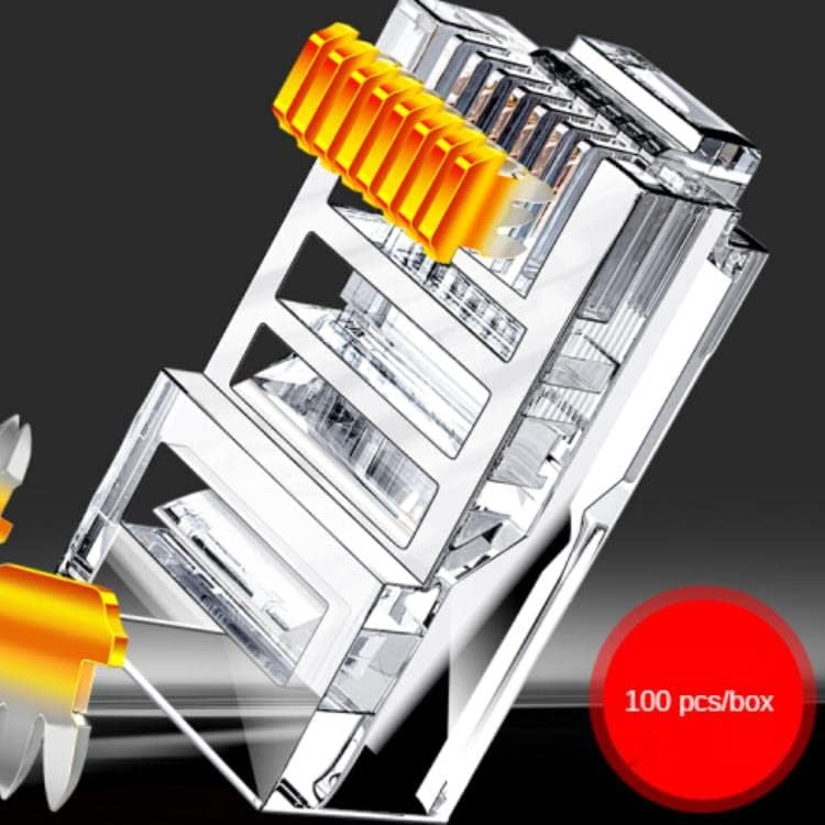 Alternative view of Plus PX-CAT460 Cat6 RJ45 Konnektör, 100’lü Paket Cat6 Ethernet Jak Plug, Altın Kaplama 3 Tırnaklı RJ45 Kablo Ucu, Network LAN İnternet Kablosu Sonlandırma Konnektörü, Standart Cat6 Plug