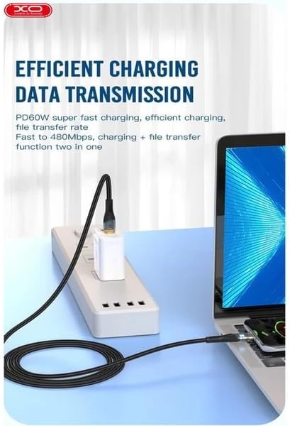 Alternative view of XO NB-Q223B Type-C to Type-C Kablo 1,2m – 60W Hızlı Şarj ve 5Gbps Veri Aktarımı Siyah