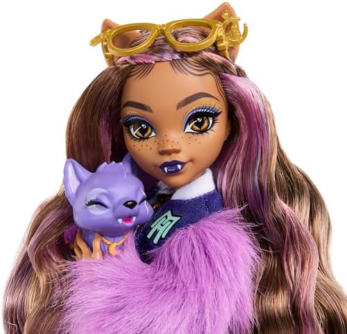 High Evcil köpeği Crescent ile sırt çantası, ajanda ve atıştırmalıklar gibi aksesuarlarıyla Clawdeen Wolf bebek, HRP65 - Görsel 3