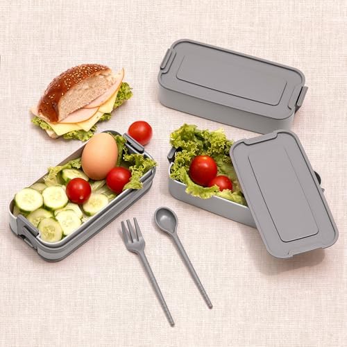 KORUCA 3 Katlı Beslenme Kutusu Yemek Taşıma Kabı Kaşık - Çatallı Sefer Tası Beslenme Seti G-770 (GRİ) - Görsel 3