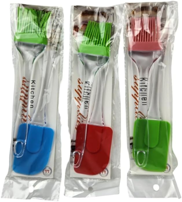 Silikon Spatula ve Yumurta Fırçası İkili Mutfak Seti - Isıya Dayanıklı  Saplı Hazırlık Seti - Pasta, Kek ve Soslama Set (1 Adet İkili Set - Karışık Renk)