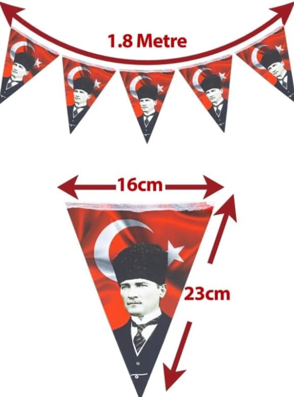 23 Nisan Süsleri Atatürk desenli 23 Nisan Hediyelik Flama 10 lu