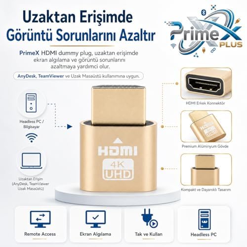 PX-5245 HDMI Dummy Plug 4K UHD Sanal Monitör Emülatörü, HDMI Ekran Kartı Dummy Adaptör, Mining Rig, Bitcoin, Headless PC ve Uzaktan Erişim İçin Monitör Taklit Aparatı - Görsel 2
