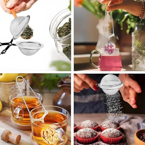 Alternative view of Aputue Çay Süzgeci, 2 Adet Paslanmaz Çelik Uzun Saplı Çay Demleme Filtresi, 2 Renk Seçeneği, İnce Delikli Yeniden Kullanılabilir Çay Topu Filtre, Loose Tea İçin Mükemmel Çay Demleme Aracı