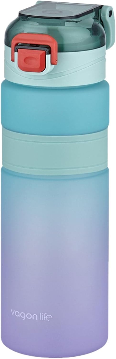 Çift Renk 800ml Kaydırmaz Silikon Gövde Rahat İçim-Pipetsiz- Motivasyon Su Matarası - Görsel 3
