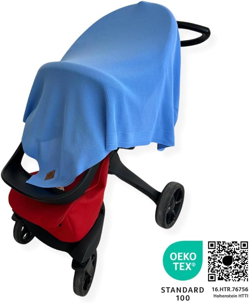 Lttle Dedi Dua Yumuşak Örme Bebek Battaniyesi, Oeko-Tex 100 Sertifikalı - Hipoalerjenik ve Isı Düzenleyici - Lüks Konfor, Nefes Alabilen Yapılı Çocuk Örtüsü, Mavi 80X100 cm
