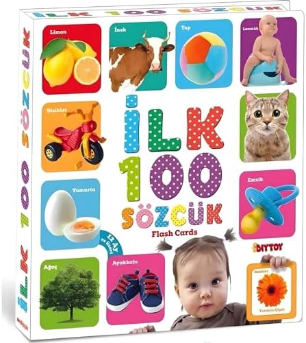 Eğitici Hafıza Kartları İlk 100 Sözcük Kelime Zeka Kartları - Bebekler İçin Resimli İlk 100 Kelimeler - Görsel 3
