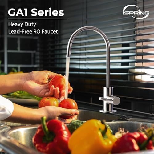 Ispring GA1-BN 16,5 x 27,9 cm 14OZ masif pirinç ağır zorunlu su filtresi Designer musluk – EU stil High-spout, GA1-BN - Görsel 3
