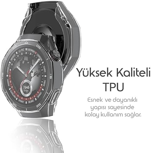 Alternative view of Watch GT5 Pro 46mm için 360° Kasa Koruyucu Yumuşak TPU Kılıf Dokunmatiği ve Netliği Etkilemeyen GT5 Pro Koruyucu Darbelere Karşı  Watch GT 5 Pro Ekran Koruyucu Kılıfı (Şeffaf)